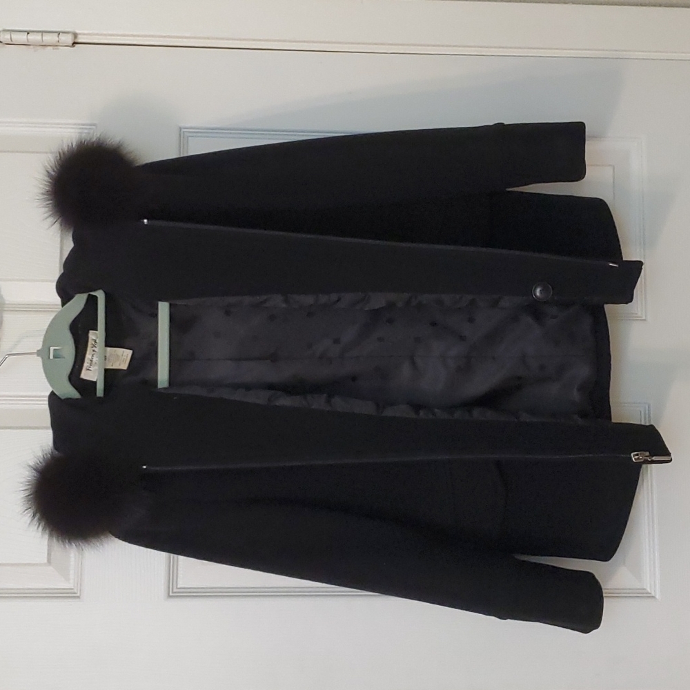 Preston & York Wool Coat with Genuine Fox Fur Trim